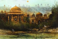 A. Q. Arif, 24 x 36 Inch, Oil on Canvas, Citysscape Painting, AC-AQ-369
